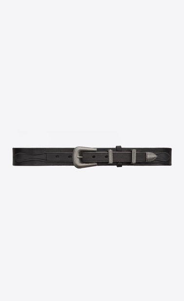 Folk belt in black vintage leather